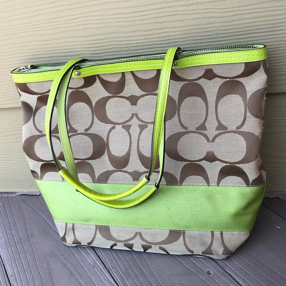 Authentic Coach Purse with green detailing
